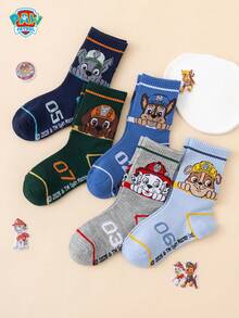 5 đôi tất trẻ em cổ trung bình hoạt hình Paw Patrol Series chính hãng Archie và Rubble - Nhiều màu - Xem 2