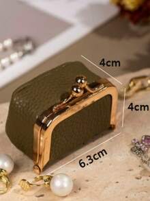 1pc Women Solid Color Mini Microfiber Leather Jewelry Box, Gift For Women, Coin Purse, Wallet Essential, Travel, Portable, Lightweight, Durable - Multicolor - View 6