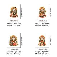 Cute Day Of The Dead Girl Enamel Pin Set, Sugar Skull Lapel Pins, Gothic Floral Skeleton Brooch For Backpack Clothing Hat, Halloween Gift For Friends - Multicolor - View 11