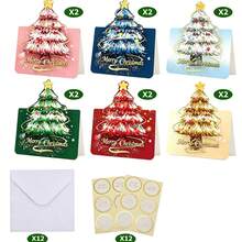 36 tấm thiệp chúc mừng Giáng Sinh cây thông 3D, thiệp lễ Giáng Sinh Merry Christmas, thiết kế đứng gấp được, thiệp ghi chú cây thông nhiều màu, phù hợp cho gia đình và bạn bè, trang trí tiệc mùa đông, quà tặng ông già Noel, dành cho bạn bè, gia đình, bạn cùng lớp - Thiệp chúc mừng - Xem 8