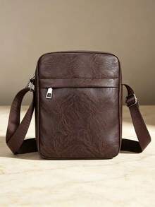 Men's Leather Crossbody Bag, Casual Shoulder Purse, Lightweight Mini Messenger Bag For Daily Work Travel Outdoor - Coffee Brown - View 1