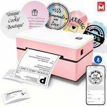 Marklife 4x6 Wireless Thermal Shipping Label Printer For Small Business Compatible With Smartphone And Computer Used For Shipping Labels, Barcode, QR Code, Thanks Labels, Logo Labels, Portable Thermal Label Printer, With 35 Label Stickers - Multicolor - View 2