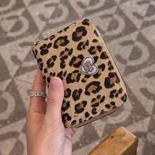 Vintage Y2K Leopard Print Card Holder, CoolGirl Heart Decor Accordion Multi-Slot Wallet - Multicolor - View 9