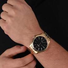 Orient Authentic Imported Fashion Casual Minimalist 3-Hand Dial Gold Steel Band Quartz Men's Watch SQC0U001B0 - Gold - View 1