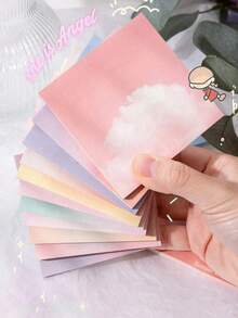 100/200pcs Gradient Sticky Notes, Minimalist Cloud Design, Strong Adhesion, Smooth Writing, Casual Style, Portable, Suitable For Bookmarking, Note-Taking, Messaging, Memo, Notebook, School Supplies, Christmas Stationery Gift - Multi-color - View 3