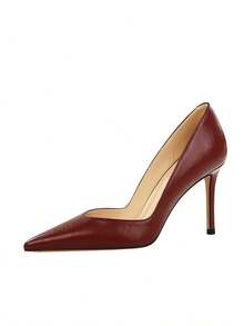 BIGTREE European & American Style Sexy Party High Heels Women Pointed Toe Low Vamp Slip-On Comfortable Thin Heel Fashion Shoes - Burgundy - View 10