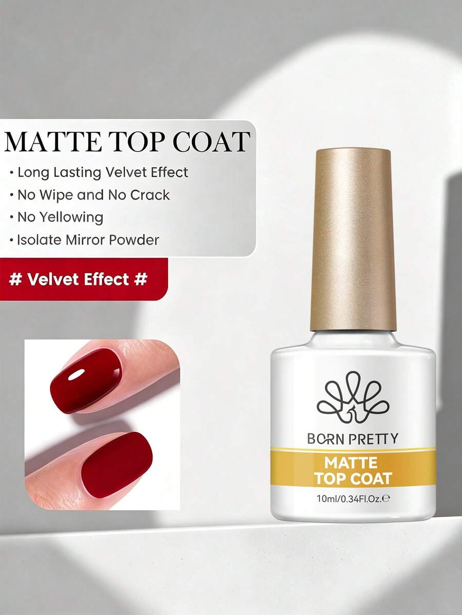 BORN PRETTY 10ml 啞光頂層膠 可浸泡卸除 UV LED 凝膠指甲油 黏性功能性凝膠釉 DIY 家用沙龍美甲用品 - 霧面頂層塗料 - 查看 1