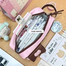 Fashionable Pink And Brown Printed Small Storage Bag, Suitable For Storing Stationery Or Small Accessories, A Practical And Cute Gift For Cat Lovers! Back To School Season - A - View 4