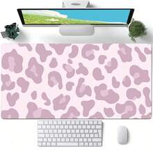 1pc Light Pink Leopard Print PU Leather Large Desk Mat, Waterproof Anti-Slip Easy Wipe Desktop Protector, Big Mouse Pad For Office, Study, Gaming & Makeup Table Decor - View 3