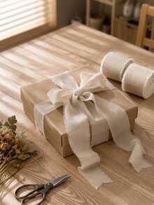 3 Rolls Champagne Chiffon Ribbon, 1.57 Inches X 16.4 Yards - Suitable For Gift Wrapping, Wedding Decor, Bouquets And DIY Crafts, Applicable For Bridal Bouquets And Wedding Invitations, Gift Wrapping Ribbon | Holiday Ribbon | Soft Texture Ribbon, Gift Box Decoration Bows - Multicolor - View 6