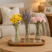 3PCS Transparent Plastic Vase Set, 2 Styles Mini Transparent Vases Suitable For Fresh Flowers, Artificial Flowers And Dried Flowers, Wedding Party Living Room Bedroom Dining Table Shelf And Home Decor Tabletop Centerpiece, Lightweight And Reusable Vase Set - White - View 4