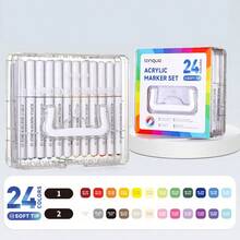 1pc 126 Colors Acrylic Marker Pens, Soft Tip, Suitable For Students, Opaque, Blendable, High-Quality Art Supplies, Suitable For D, First Day Of School - Multicolor - View 44
