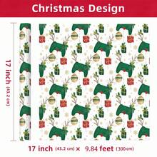 1 Roll Of Christmas Gift Wrapping Paper With Christmas Reindeer Pattern,Perfect For Wrapping Christmas Gifts, Decorating For Christmas Parties, And Holiday Gift-Giving,DIY Craft,Festive Favour Wrapping ,1 Roll Size: 43 Cm X 300 Cm. - A - View 8