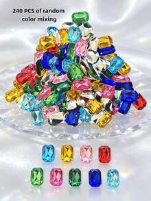 Colorful Pointed‑Back Rectangle Octagon Acrylic Rhinestones, 60/120/240Pcs Fancy Gems For DIY Nail Art, Clothing, Shoes, Bags & Jewelry - Multicolor - View 7