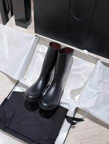 Women's High Boots, Smooth Black Upper, Thick Non-Slip Sole, Soft Lining, Fashionable Ankle Boots For Autumn And Winter - Black - View 1