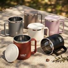 304 Stainless Steel Drinking Cup Portable Coffee Mug Double Layer Cup For Cold And Hot Drinks Sealed Reusable Tumbler - Multicolor - View 2