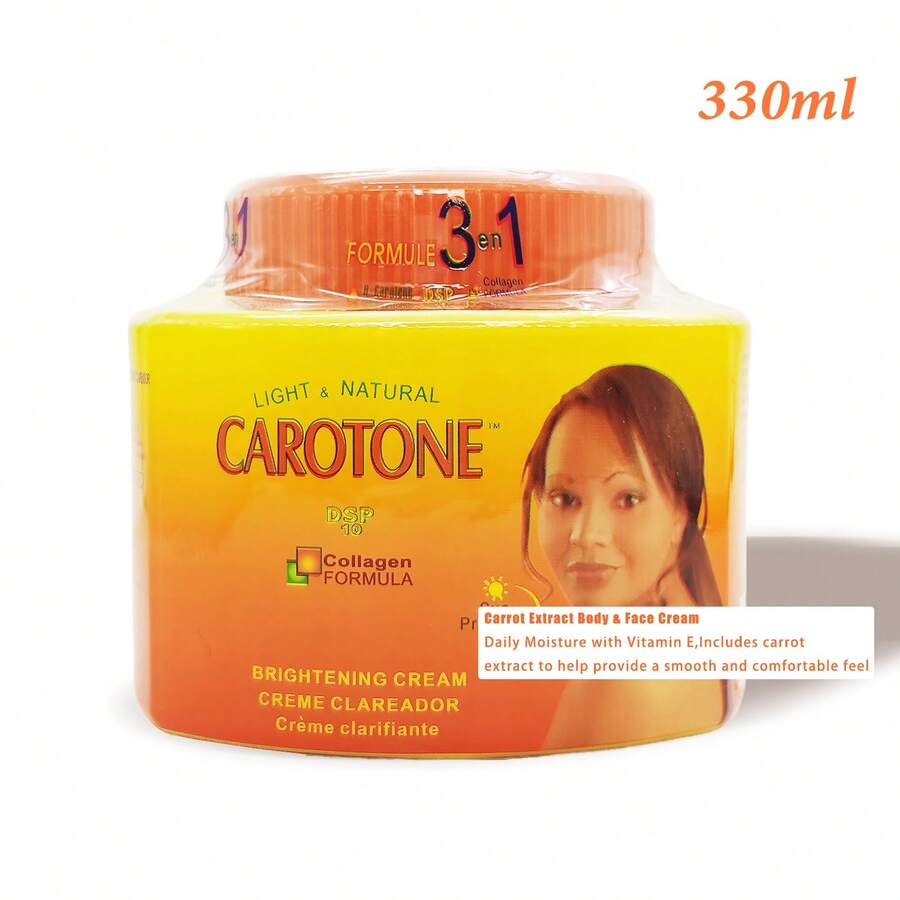 Carotone 330ml Natural Radiant Carrot Cream, Infused With Carrot Extract And Collagen, Leaves Skin Smooth And Healthy
