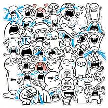 somoving 50pcs Minimalist FigureMeme Mood Stickers, Black & White Minimalist Cartoon Expressions With Blue Accents, Popular Reaction Stickers, Suitable For Laptop, Phone Case And Social Media Atmosphere, Fun DIY Sticker Gift, Can Be Applied To Notebook, Water Bottle, Phone - Multicolor - View 9