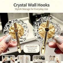 1/4Pcs Wall Mounted Self-Adhesive Acrylic Hooks, Heavy-Duty Strong Waterproof Sticky Hooks, Gold Color, 3.35 Inches, For Bathroom Kitchen Wardrobe Door Back Clothes Hanging Storage - Multicolor - View 1