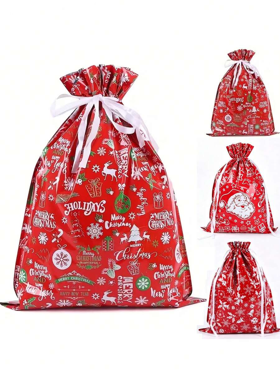 3pcs/1pc Christmas Drawstring Gift Bags – Perfect For Gift Wrapping; Suitable For Christmas Parties, Themed Parties, Thanksgiving, New Year's, Party Favors, Holiday Gatherings, And Festive Decorations. - One Size Fits All - View 1