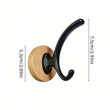 Wood Base Kitchen Wall Hooks, Multi‑Purpose Hanging Rack To Organize Kitchen Utensils And Save Counter Space, Holds Kitchen Towels, Small Pots, Whisks And Herb Bundles. Drill‑Free Adhesive Installation, Perfect For Home Kitchen Wall - Multicolor - View 12