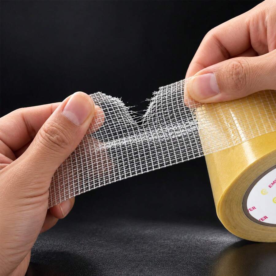 Heavy Duty Fiberglass Mesh Double Sided Tape Strong Tear-Resistant Adhesive Carpet Tape Residue-Free Easy Cut For Rug Car Mat Wall Decor DIY Craft Wedding Event Flooring