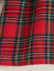 Autumn/Winter Toddler Girls Christmas Holiday Red Plaid Embroidered Collar Long Sleeve A-Line Dress - Multicolor - View 5