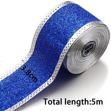 1 Roll/1.5 Inch Wide Christmas Ribbon With Glitter Powder Decoration, Suitable For DIY Holiday Decor, Christmas Tree Decoration, Party Gift Wrapping And Bow Making - Christmas Glitter Style - View 7