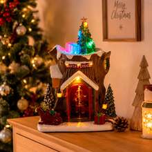 Well Home LED Santa's Cabin, Multicolour, With Movement And Music – Size 18,5x17x25,5 Cm – Christmas Decoration - View 1