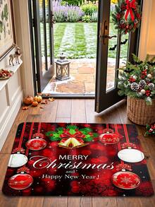 1pc 3D Anti-Slip Christmas Bell & Colorful Ball Floor Mat, Christmas Blessing Holiday Decor Essential, Suitable For Entryway, Study, Bedside, Floor Mat, Outdoor, Easy To Clean, Anti-Slip, Quick Dry, All Season Use, Washable - A - View 7