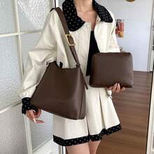 Minimalist Soft Leather Mother-Daughter Tote Bag For Women, Adjustable Shoulder Strap, Shoulder Underarm Bag, Large Capacity, Commuter Versatile Mother-Daughter Bag - A - View 3