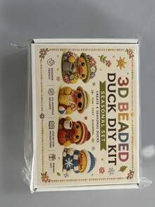 1套可愛3D串珠鴨子DIY套組，季節性鴨子圖案，卡通迷你人偶風格，壓克力珠手工套組附針、線與說明書，手工展示藝術套組，適合桌面裝飾、萬聖節禮物、手工愛好者、返校季 - 彩色 - 查看 12