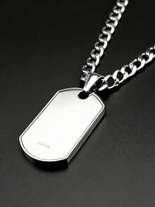 Stainless Steel Black Enamel Dog Tag Pendant Necklace For Men Boyfriend Gold Color Charm Geometric Male Chain Punk Jewelry Gift - Necklace - View 6