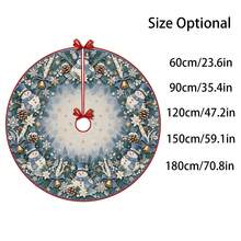 1pc Blue Snowman Pattern Christmas Tree Skirt, Elegant Color Holiday Decor, 5 Sizes, Unisex Holiday Gift, Suitable For Home And Party Christmas Home Decoration - Blues Snowman - View 3
