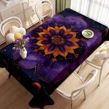 2D Flat, 1pc Soft, Fashionable And Beautiful Purple Mandala Pattern Tablecloth, Dining Table/Coffee Table/Desk/Coffee Table, Picnic/Outdoor Dining Table/Camping Dining Table, Exquisite Lifestyle, Home Fabric - A - View 1