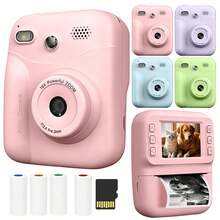 Kids Instant Print Camera With Fun Photo Frames And Color Filters, 8X Zoom 1080P HD Digital Camera With Flash, Includes 4 Rolls Of Color Printing Paper, Christmas Birthday Gift For Boys And Girls - Multicolor - View 4