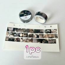Retro Collage Aesthetic Masking Washi Tape, Mixed Snapshot Photo Pattern Decorative Tape, Removable Adhesive Tape For Junk Journal, Notebook, Gift Wrapping & Ephemera Making - A - View 12