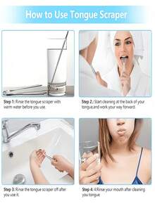 3pcs Stainless Steel Tongue Scraper Set, Remove Tongue Coating, Reduce Bad Breath, Oral Hygiene Tools, Easy-To-Use Oral Cleaning Kit Including Tongue Brush, Toothbrush, Dental Floss And Other Cleaning Tools - Silver - View 7