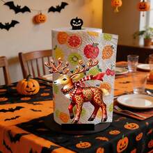 2D Flat Christmas Scarf Reindeer Print Paper Towel Holder Acrylic Material Vertical Roll Storage Rack Kitchen Dining Table Decor Ornament Simple Installation Suitable For Christmas Holiday Party Home Room Decoration - Multicolor - View 5