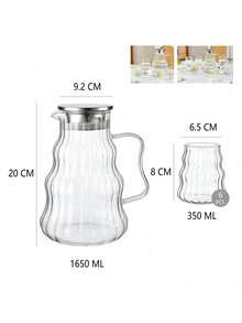 7Pcs/1pc Glass Pitcher Set, Glass Water Pitcher With 6 Cups Set,Clear Glass Water Jug & Drinking Cups, Heat Resistant Beverage Carafe For Juice, Lemonade,Kitchen Drinkware,Iced Tea Lemonade Carafe For Home Kitchen - Multicolor - View 15