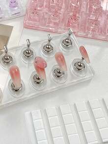 10pcs Magnetic Nail Display Stands, Acrylic Nail Practice Holders, Acrylic Nail Display Racks, DIY Nail Art Display Stand For Nail Salon - Multicolor - View 5