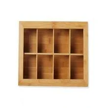 Bamboo Tea Storage Box With Magnetic Lid - Transparent Acrylic Window For Easy Viewing - Durable Wooden Tea Container With 8 Adjustable Compartments - Wooden Finish, Stackable, Suitable For Tea Bags, Multi-Functional Storage Box - Bamboo Wood Color - View 2