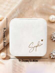 Personalized Name Jewelry Box, Customized Classic Rectangular Fabric Lined Travel Storage Box With Zipper Closure And Cufflink Compartment, Bridesmaid Gift Box, Perfect Bridesmaid Invitation Gift Or Couple Keepsake, Wedding Gift, Jewelry Box - Multicolor - View 12
