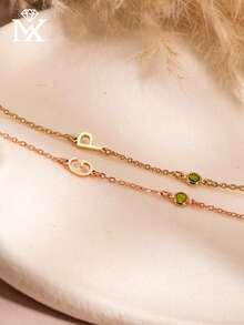 1件 925純銀字母項鍊，鑲嵌誕生石，個性化字母項鍊，誕生石字母項鍊，送給她的禮物，精緻項鍊，送給媽媽的禮物 - 金黃色 - 查看 3