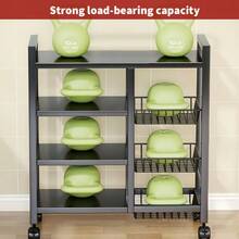 4-Layer Heavy-Duty Metal Kitchen Storage Rack With Wheels, Kitchen Fruit Basket, Kitchen Trolley, Kitchen Storage Organizer, Removable Basket With Wheels, Kitchen Fruit And Vegetable Organizer Rack Storage Truck - Black - View 6