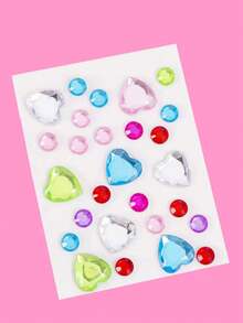 4Pcs Crystal Diamond Self-Adhesive Face Gems Stickers Rainbow Acrylic Rhinestone Face Jewels With Star, Heart & Flower Shape, Body DIY Decor Sparkly Face Stick On Gems For Rave Festival, Carnival, Party - Multicolor - View 9