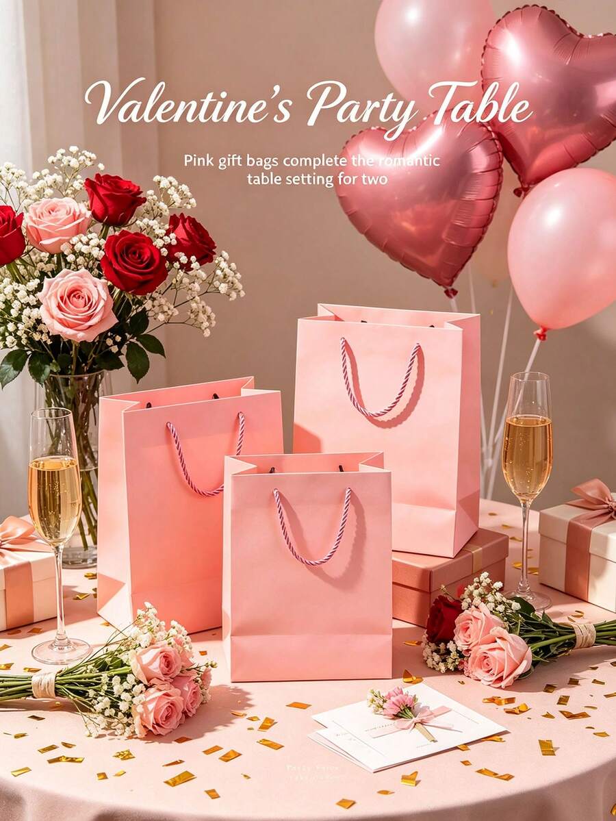 1/5pcs Pink Gift Bags, Lightweight Foldable Vertical Gift Packaging Bags, Suitable For Weddings, Retail, Parties, Birthdays, Anniversaries And Engagement Party Favors - Multicolor - View 1