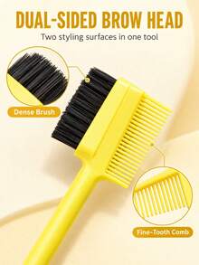 3-In-1 Eyebrow Brush & Comb, Multi-Function Long Handle Makeup Brush, Dual-Head Design Eyebrow Shaping & Grooming Brush, Stiff Bristle Eyebrow Brush For Grooming & Shaping, Fine-Tooth Comb For Smoothing Eyebrow Gel & Powder, Metal Pointed Tail For Hair Parting & Highlights Styling, Portable Makeup Tool, Multi-Color Eyebrow Styling Accessory, Birthday Gift, Halloween, Thanksgiving, Christmas - D - View 5