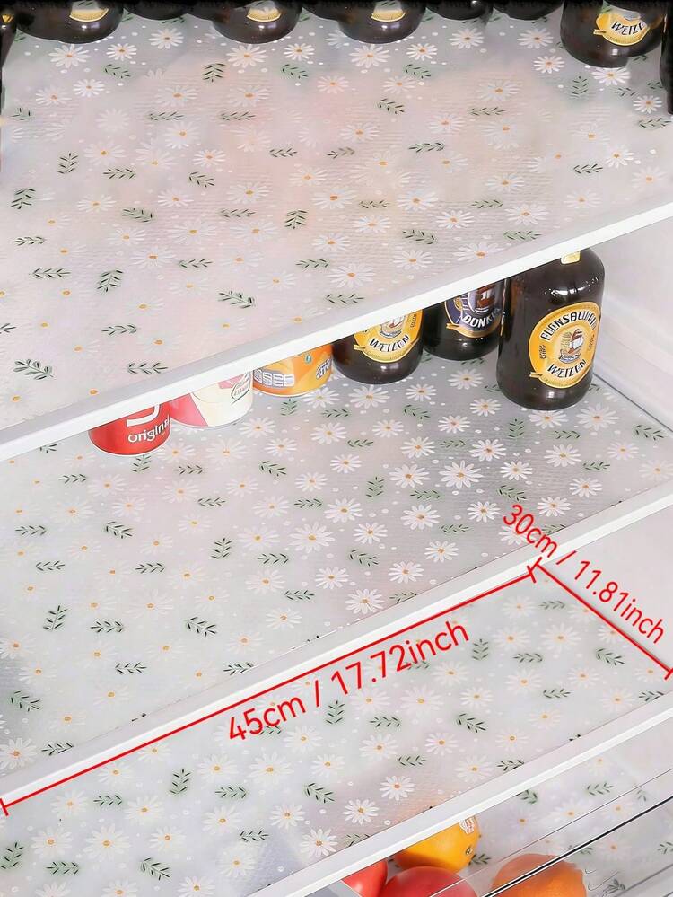 可水洗防水防油迷你冰箱墊，適用於迷你冰箱層架、迷你冷凍庫玻璃層架、迷你櫥櫃抽屜，小尺寸印花葉子與花卉圖案 (30cm*45cm/11.81in*17.72in) - 彩色 - 查看 2