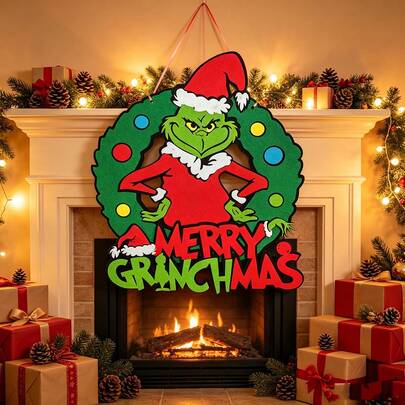 The Grinch The Grinch 1 Peça Decoração de Natal Monstro Verde Guirlanda Pendurada na Porta Enfeite de Árvore de Natal Pingente (Com Corda de Suspensão de Estilo Aleatório) Decoração de Feriado
